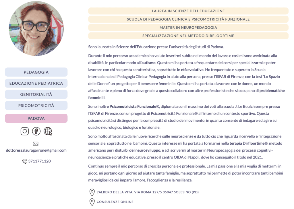 scheda professionista